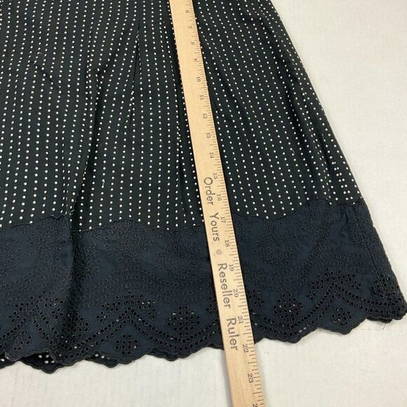 Ann Taylor Cotton A-Line Skirt Polka Dot Side Zip Knee Length Eyelet Hem Size 6 - Picture 8 of 12
